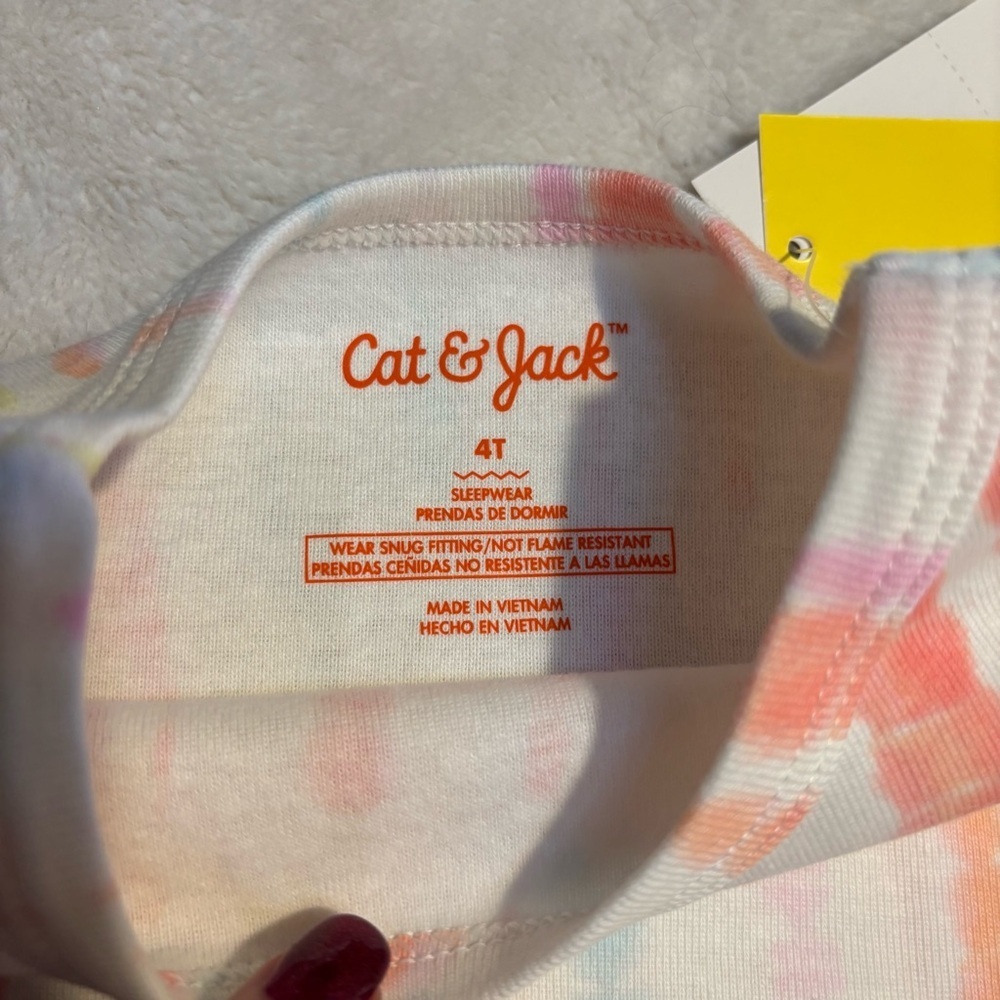 NWT Cat & Jack Pajama Set 4T Kids Tie-Dye Multicolor 100% Cotton + Bonus Set - Picture 5 of 8